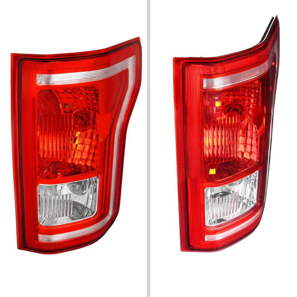 2015-2017 Ford F-150 Factory Style Passenger/Right Replacement Tail Light Assembly (Chrome Housing/Red Clear Lens)