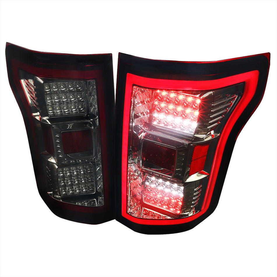 2015-2017 Ford F-150 LED Tail Lights (Chrome Housing/Red Smoked Lens)
