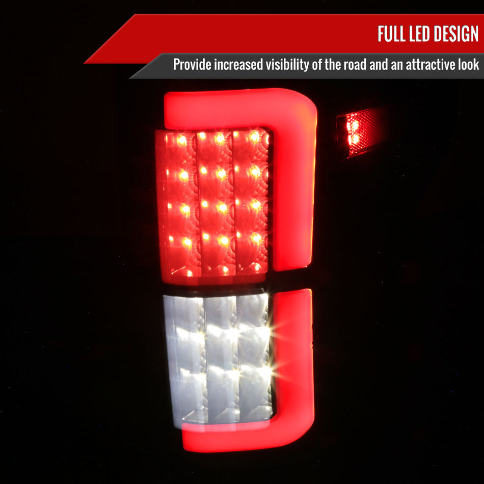 2015-2020 Ford F-150 Red LED Bar Tail Light Assembly (Glossy Black Housing/Smoked Lens)