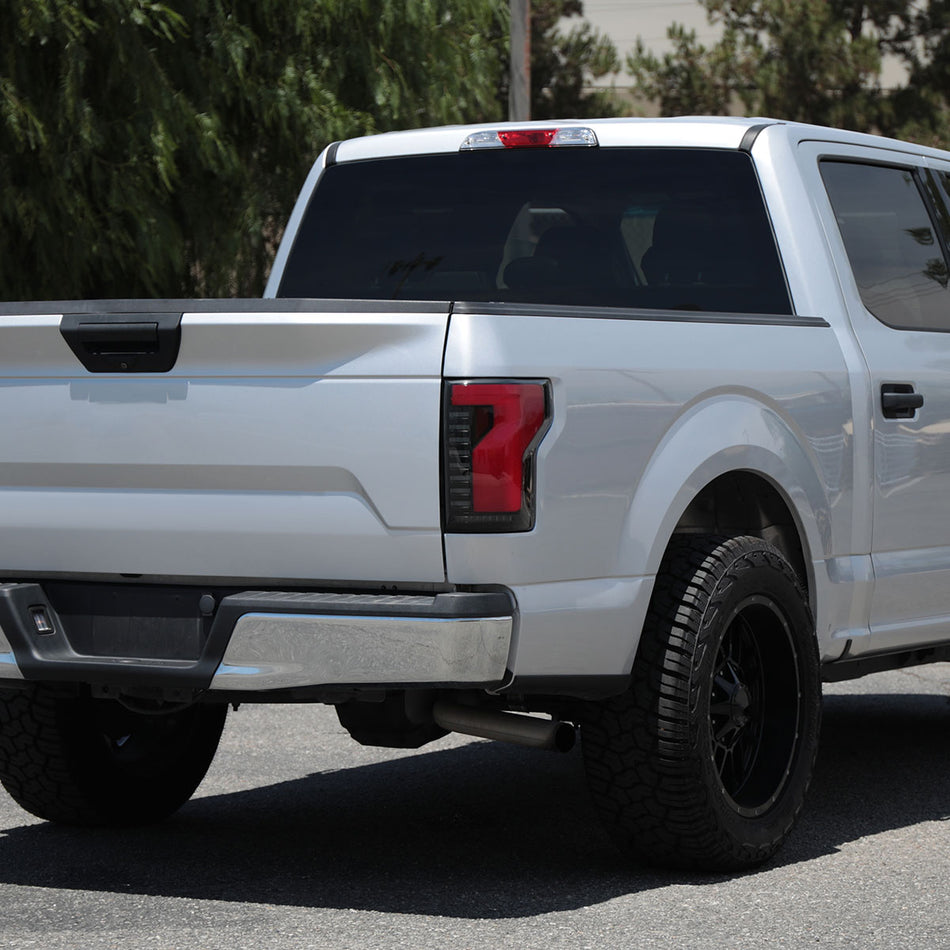 2018-2020 Ford F-150 Sequential Turn Signal Animated Red LED Bar Tail Lights (Black Housing/Smoked Lens)