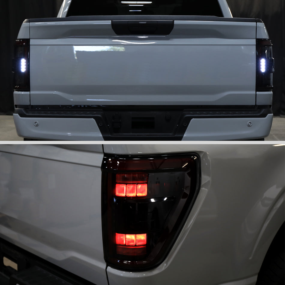 2021–2023 Ford F-150 LED Tail Lights w/ Switchback Sequential Turn Signals (Black Housing / Smoked Lens)