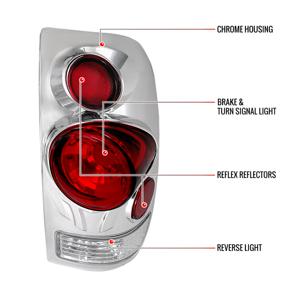 1997-2007 Ford F-150/F-250/F-350/F-450/F-550 Retro Style Tail Lights (Chrome Housing/Clear Lens)