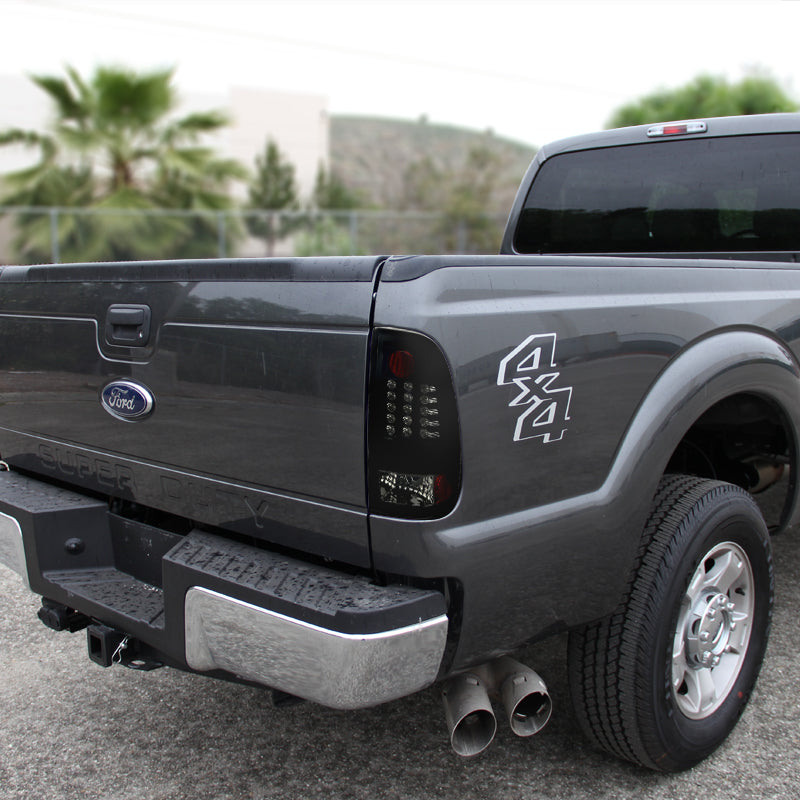 2008-2016 Ford F-250/F-350/F-450/F-550 Super Duty LED Tail Lights (Glossy Black Housing/Smoked Lens)