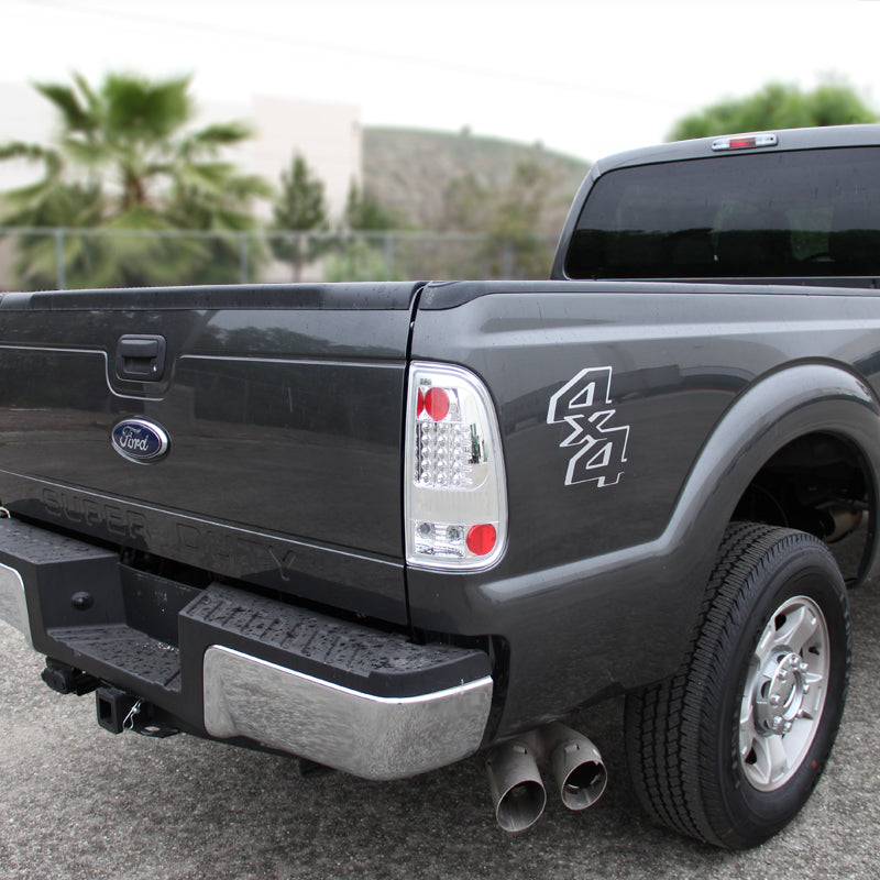 2008-2016 Ford F-250/F-350/F-450/F-550 Super Duty LED Tail Lights (Chrome Housing/Clear Lens)