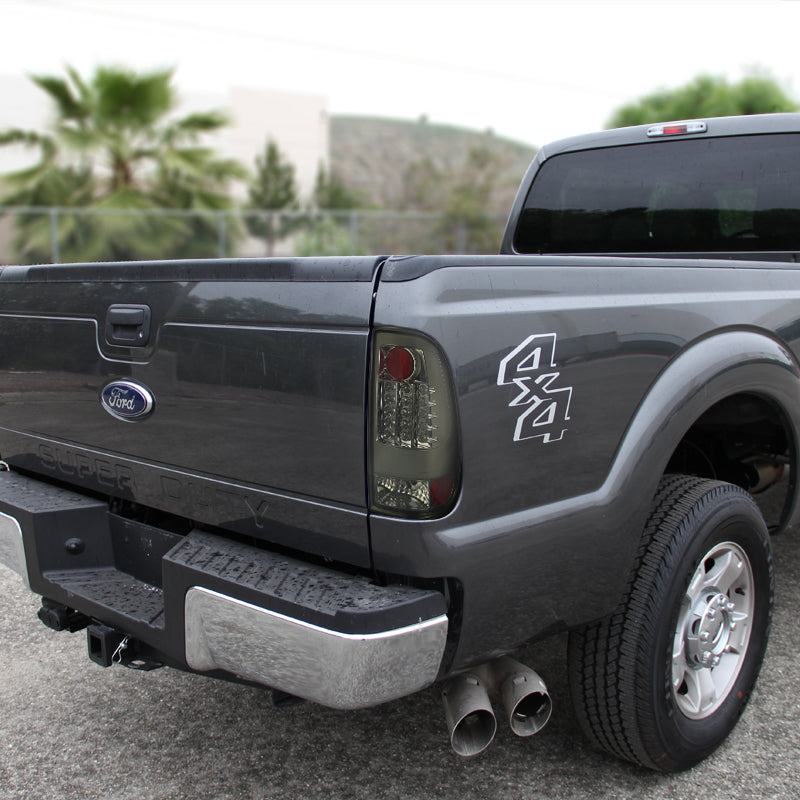 2008-2016 Ford F-250/F-350/F-450/F-550 Super Duty LED Tail Lights (Chrome Housing/Smoked Lens)