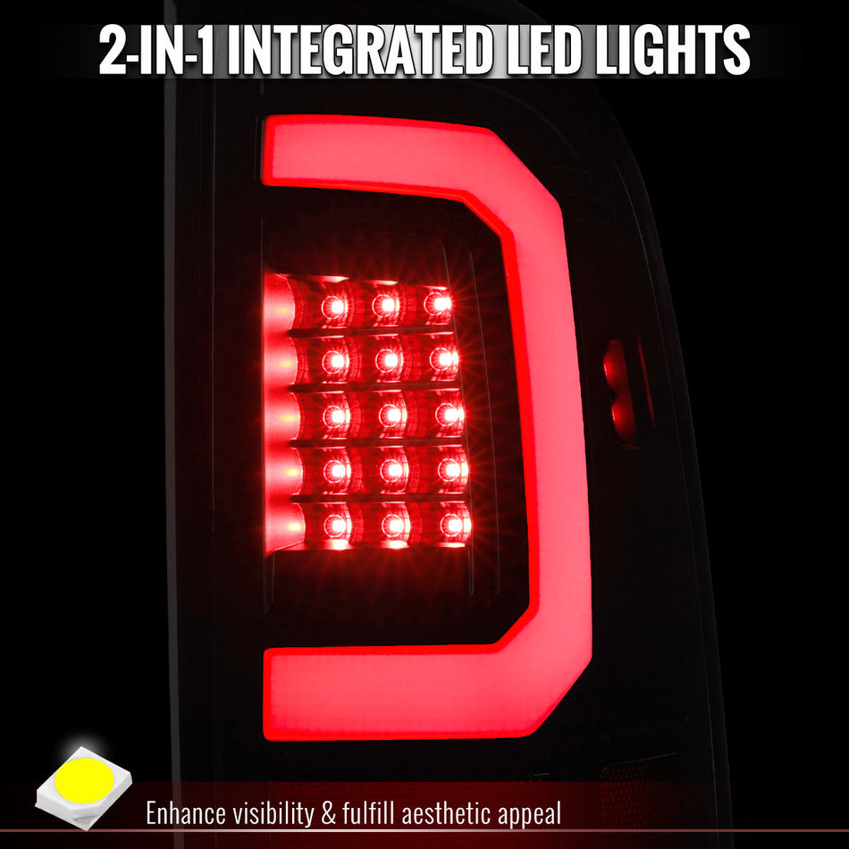2008-2016 Ford F250 Super Duty LED C-Bar Tail Lights (Black Housing / Clear Lens)