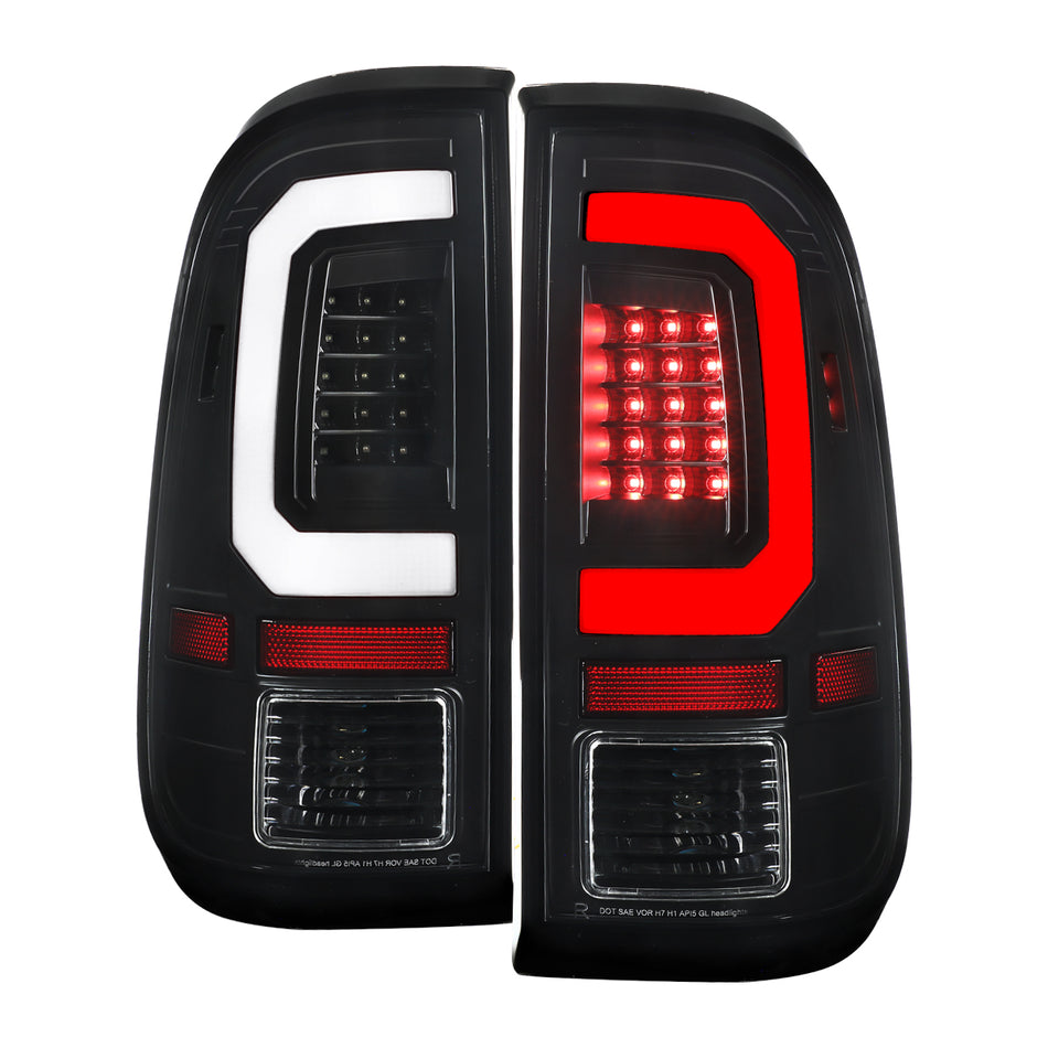 2008-2016 Ford F250 Super Duty LED C-Bar Tail Lights (Black Housing / Clear Lens)