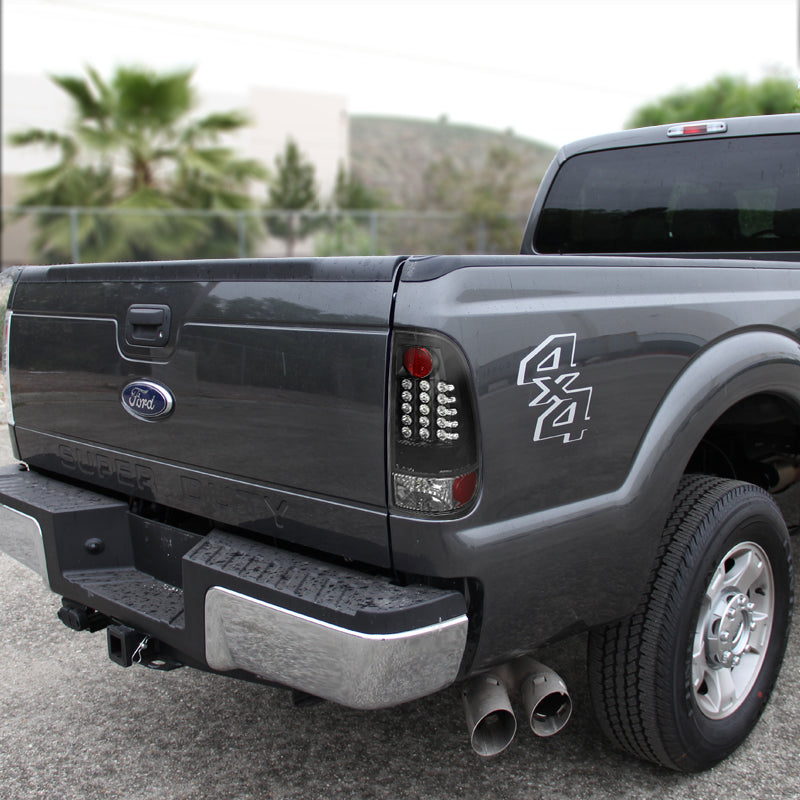 2008-2016 Ford F-250/F-350/F-450/F-550 Super Duty LED Tail Lights (Matte Black Housing/Clear Lens)
