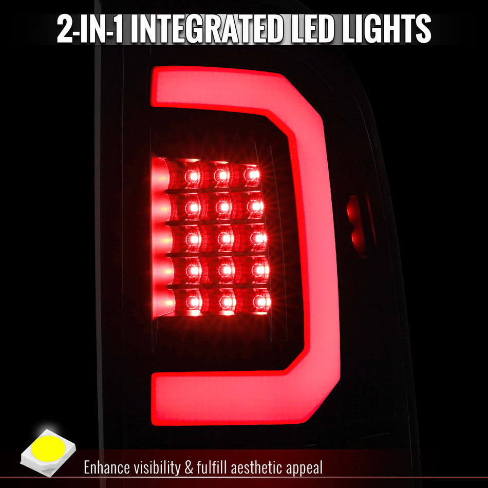 2008-2016 Ford F250 Super Duty LED C-Bar Tail Lights (Black Housing / Smoked Lens)