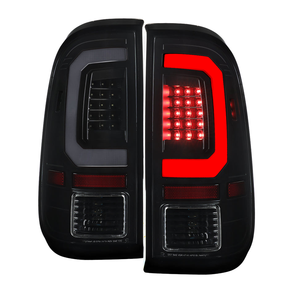 2008-2016 Ford F250 Super Duty LED C-Bar Tail Lights (Black Housing / Smoked Lens)