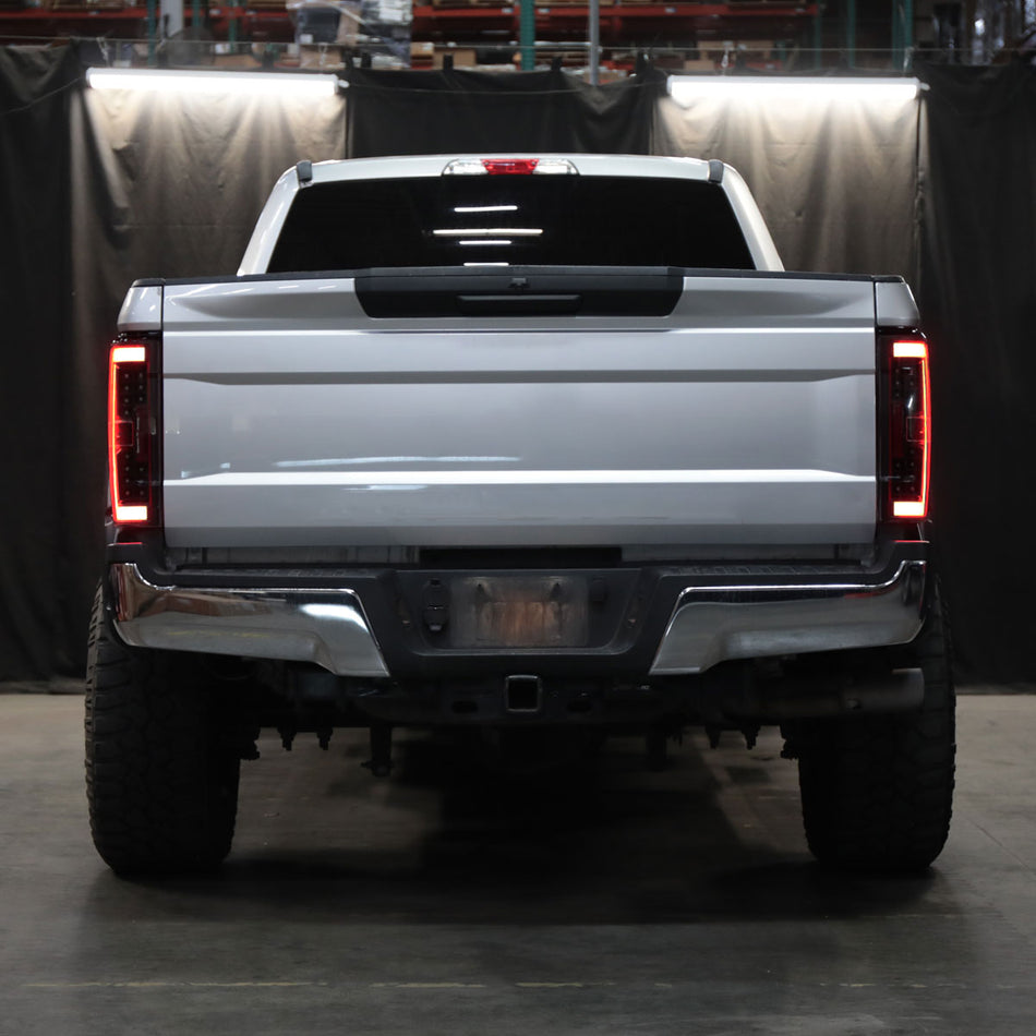2017-2019 Ford F-250/F-350/F-450/F-550 LED Bar Tail Lights (Glossy Black Housing/Dark Smoked Lens)
