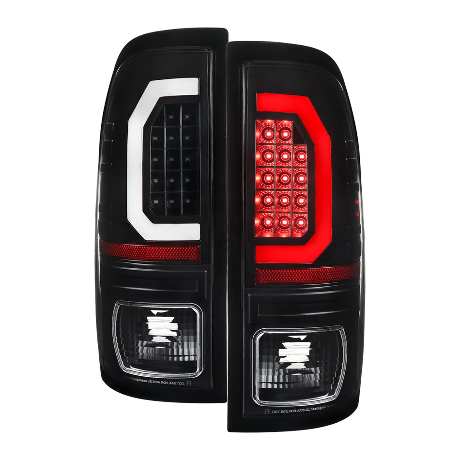 1999-2007 Ford F250 Super Duty LED C-Bar Tail Lights (Black Housing / Clear Lens)