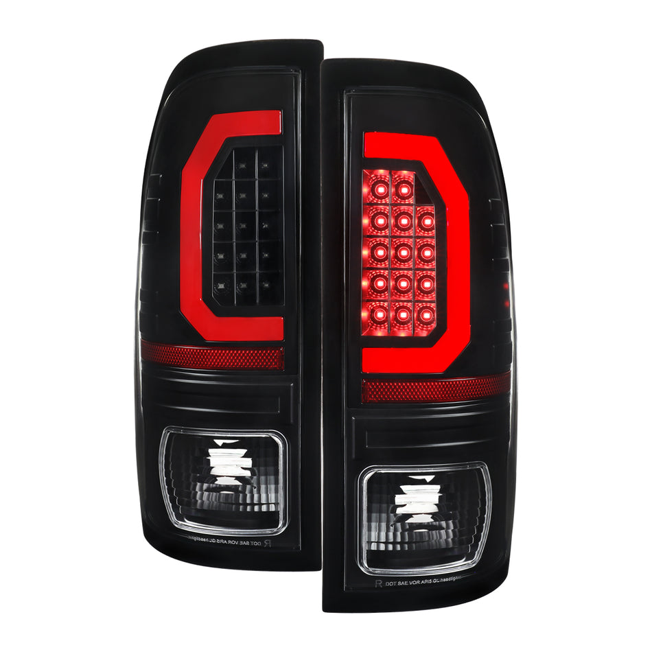 1999-2007 Ford F250 Super Duty Red LED C-Bar Tail Lights (Black Housing / Clear Lens)