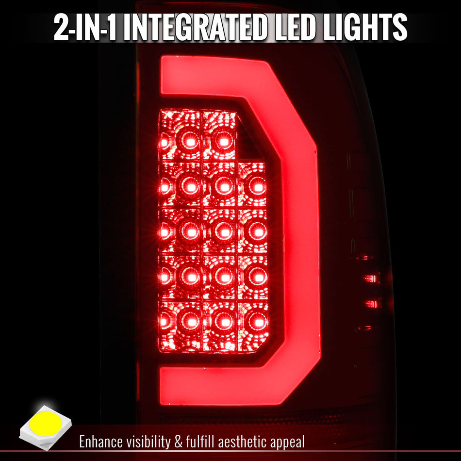 1999-2007 Ford F250 Super Duty LED C-Bar Tail Lights (Chrome Housing / Red Clear Lens)