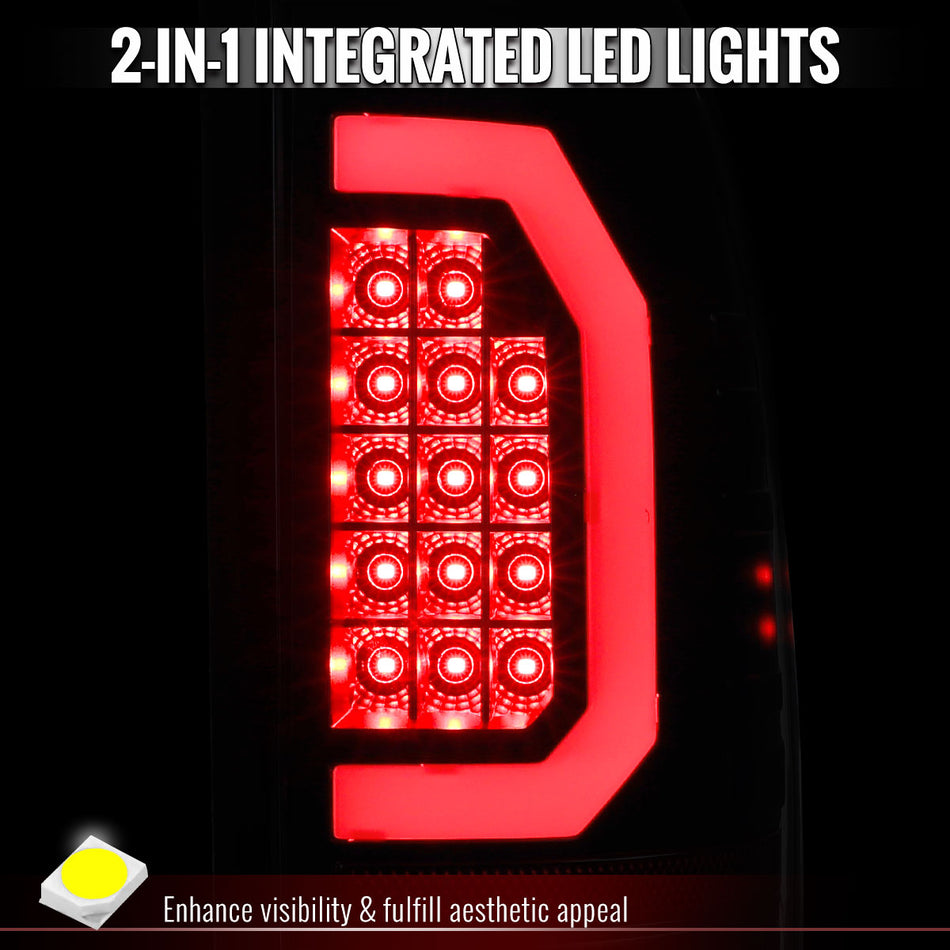 1999-2007 Ford F250 Super Duty LED C-Bar Tail Lights (Black Housing / Smoked Lens)