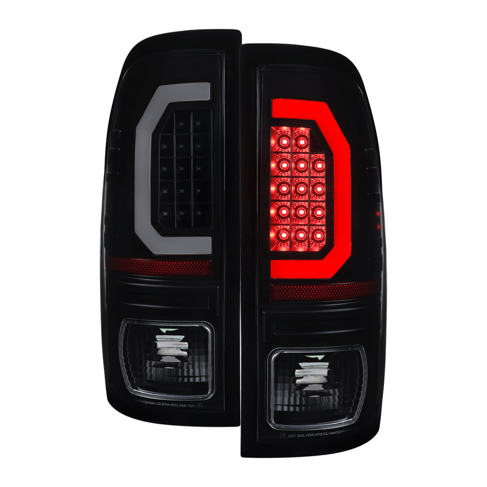 1999-2007 Ford F250 Super Duty LED C-Bar Tail Lights (Black Housing / Smoked Lens)