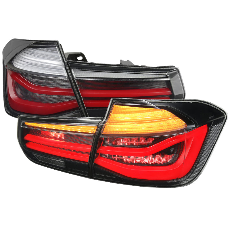 2012-2018 BMW 325i/328i/F30 Sedan LED Tail Lights w/ Sequential Turn Signal Lights (Black Housing/Clear Lens)