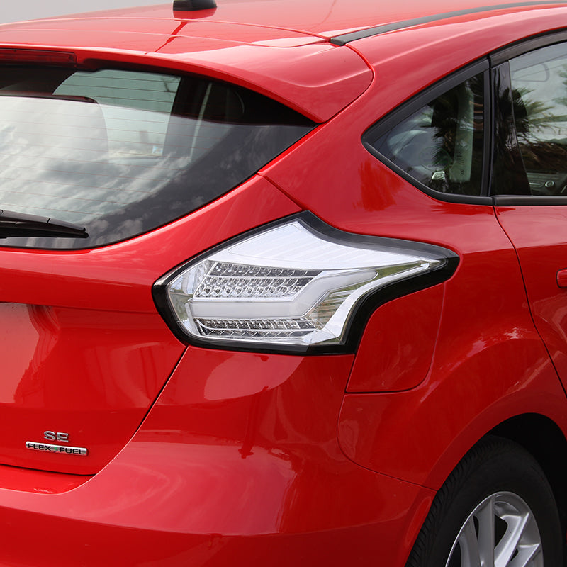 2015-2019 Ford Focus Hatchback LED Tail Lights (Chrome Housing/Clear Lens)