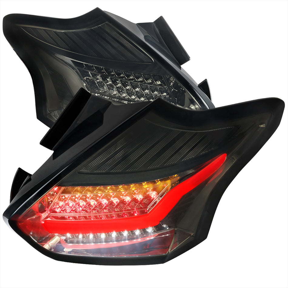 2015-2019 Ford Focus Hatchback LED Tail Lights (Chrome Housing/Smoked Lens)