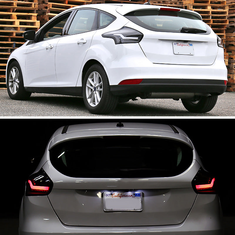 2015-2019 Ford Focus Hatchback LED Tail Lights (Matte Black Housing/Clear Lens)