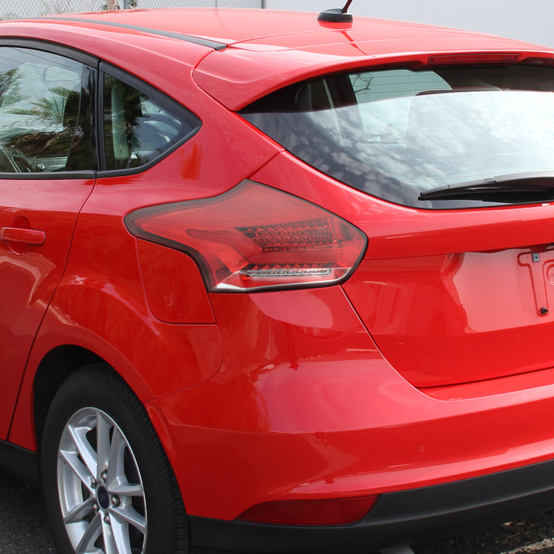 2015-2019 Ford Focus Hatchback LED Tail Lights (Chrome Housing/Red Lens)