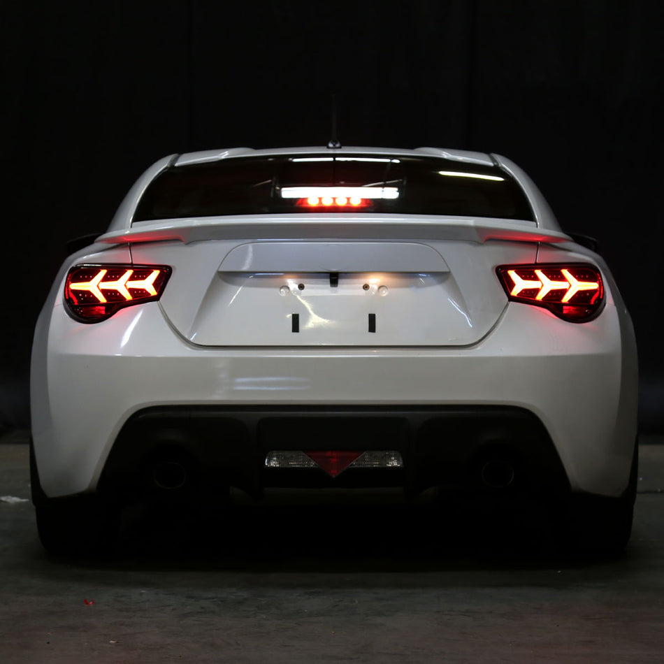 2013-2016 Scion FRS/ Subaru BRZ Lambo Style Sequential LED Tail Lights (Glossy Black Housing/Smoked Lens)