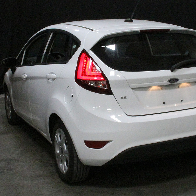 2011-2013 Ford Fiesta Hatchback LED Tail Lights (Chrome Housing/Red Smoked Lens)