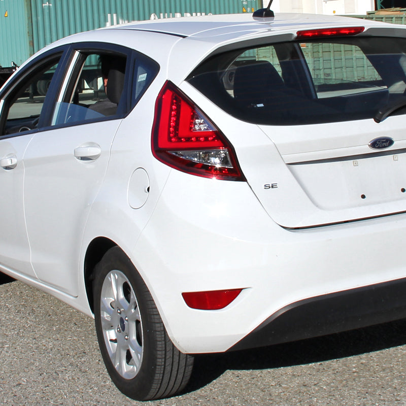 2011-2013 Ford Fiesta Hatchback LED Tail Lights (Chrome Housing/Red Lens)