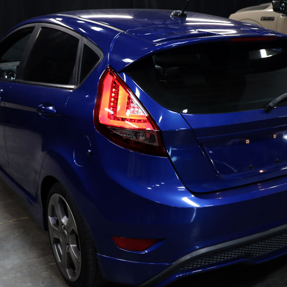 2014-2019 Ford Fiesta Hatchback LED Bar Tail Lights (Chrome Housing/Red Smoked Lens)