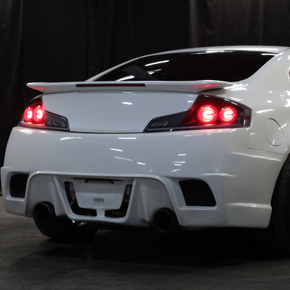 2003-2007 Infiniti G35 Coupe Red LED Halo Sequential Signal Tail Lights (Matte Black Housing/Clear Lens)