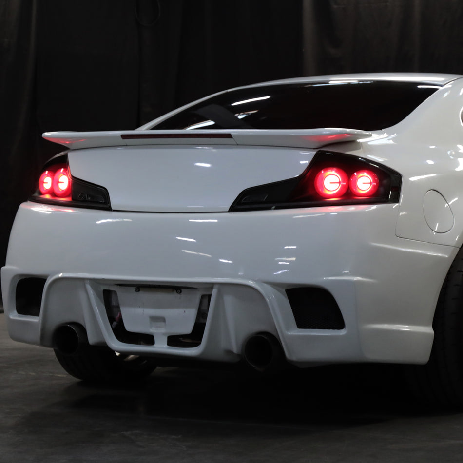 2003-2007 Infiniti G35 Coupe Red LED Halo Sequential Signal Tail Lights (Matte Black Housing/Smoked Lens)