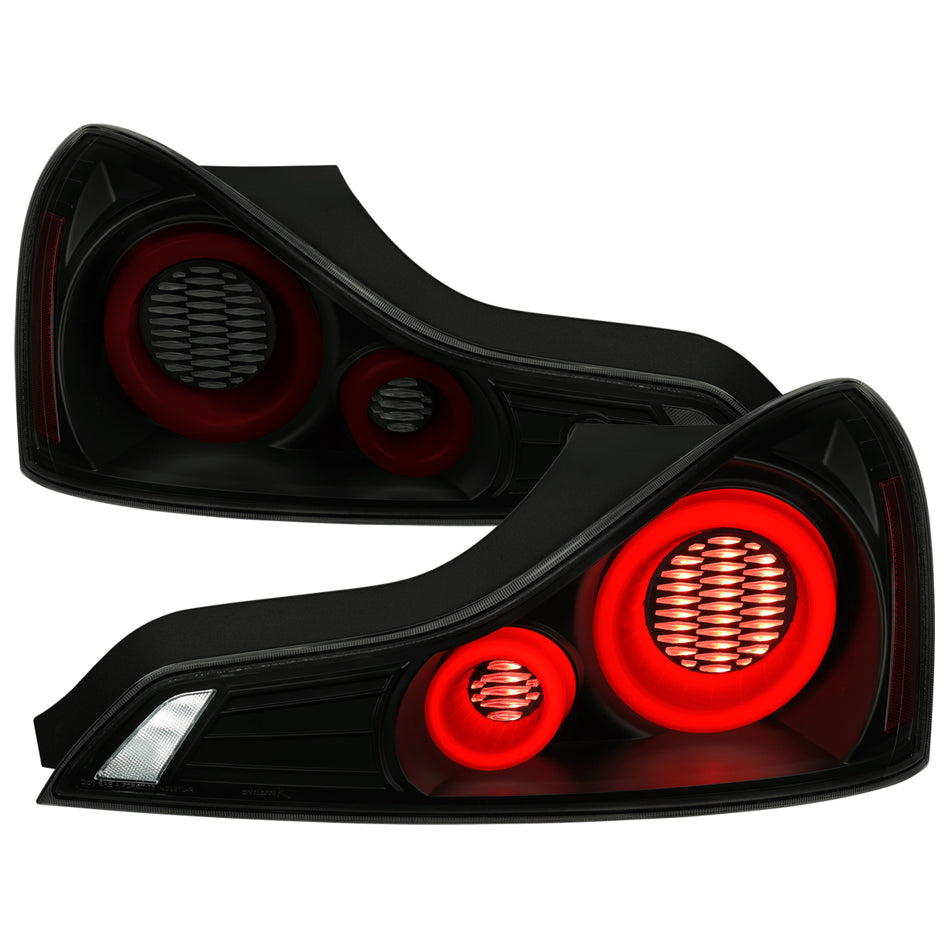 2008-2013 Infiniti G37/2014-2015 Q60 Coupe/Convertible Red LED Tail Lights w/ Switchback Sequential Turn Signals (Black Housing / Smoked Lens)