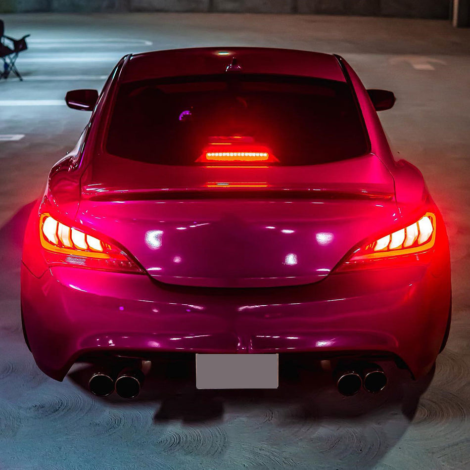 2010-2016 Hyundai Genesis Coupe Red Bar Sequential LED Tail Lights (Jet Black Housing/Clear Lens)