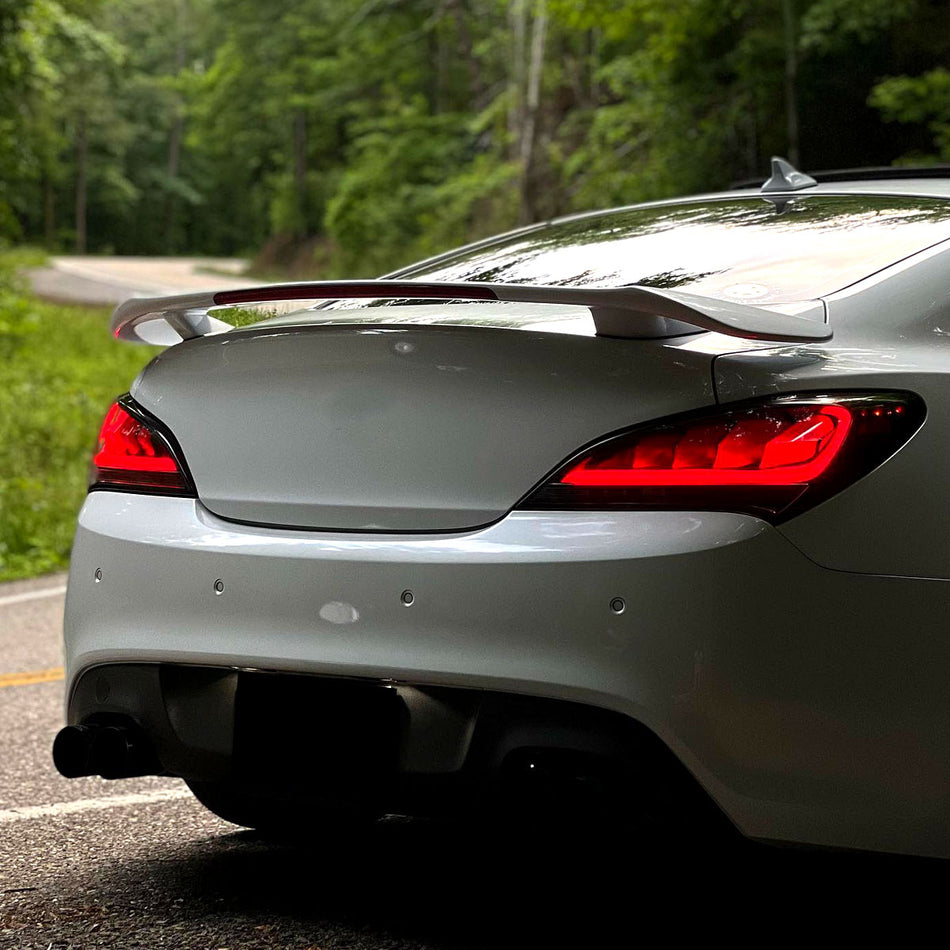 2010-2016 Hyundai Genesis Coupe Red Bar Sequential LED Tail Lights (Satin Black Housing/Clear Lens)