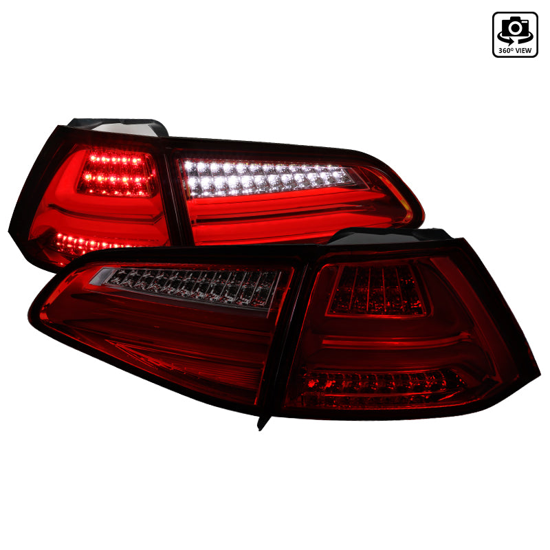 2015-2017 Volkswagen Golf/GTI LED Tail Lights (Chrome Housing/Red Smoke Lens)