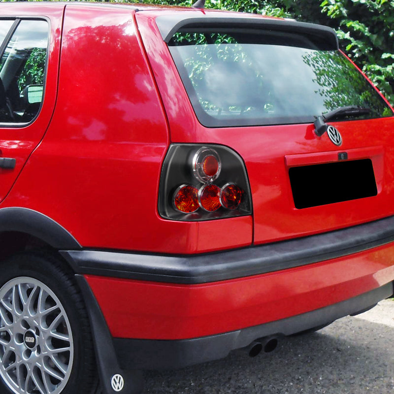1993-1998 Volkswagen Golf Mk3 Tail Lights (Matte Black Housing/Clear Lens)