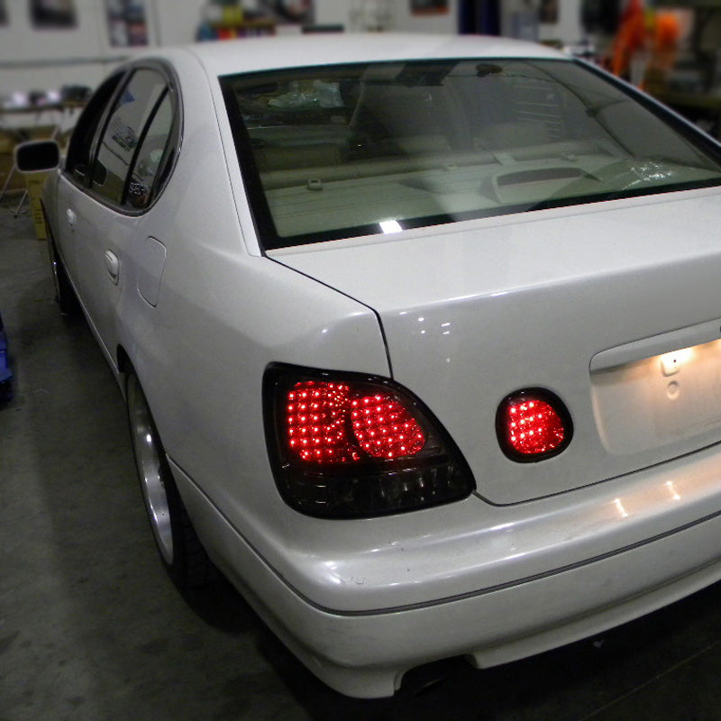 1998-2005 Lexus GS300/GS400/GS430 LED Tail Lights & Trunk Lights (Chrome Housing/Red Smoked Lens)