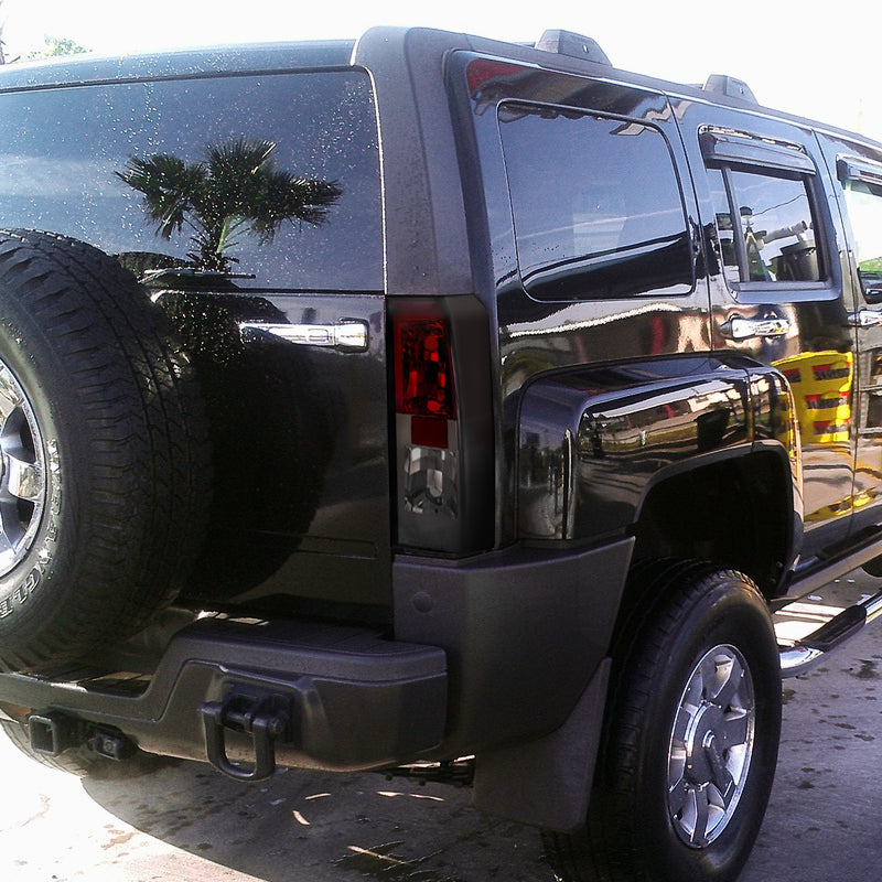 2005-2010 Hummer H3 Tail Lights (Chrome Housing/Red Smoked Lens)