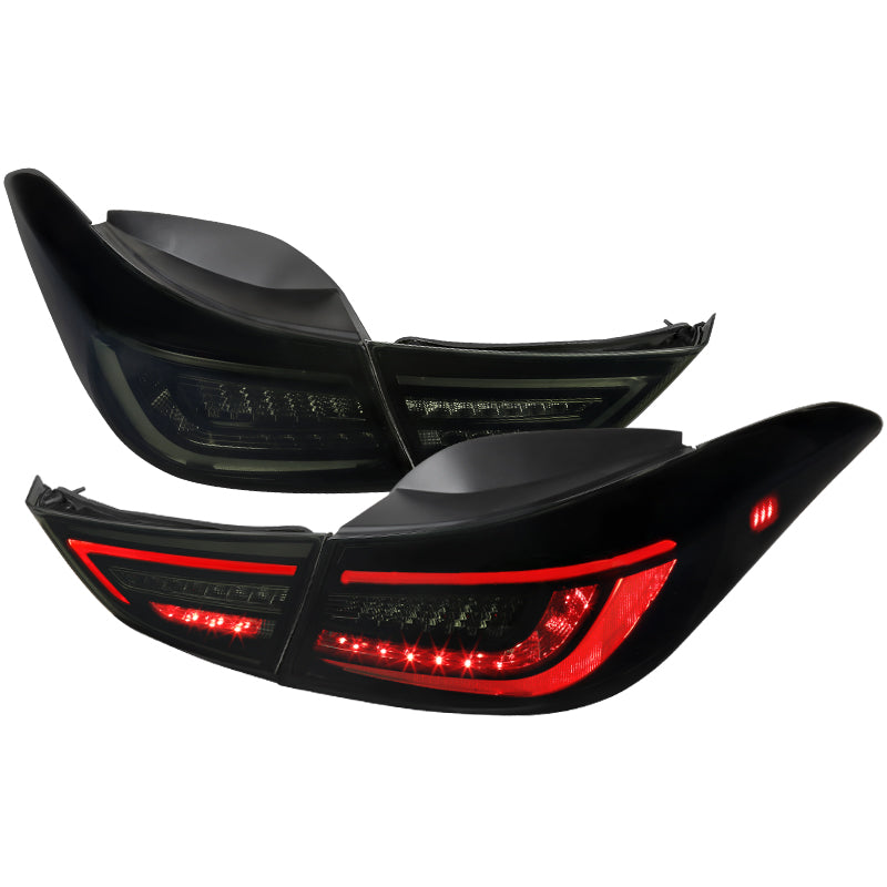 2011-2016 Hyundai Elantra Sedan LED Tail Lights w/ Sequential Turn Signal Lights (Glossy Black Housing/Smoke Lens)