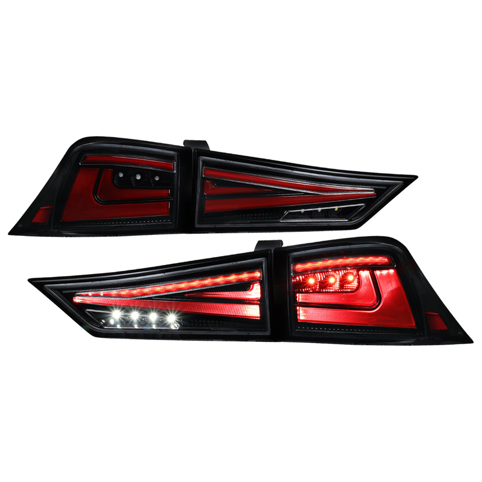 2014-2017 Lexus IS250/IS350 Full LED Tail Lights w/ Sequentail Turn Signal (Jet Black Housing / Clear Lens)