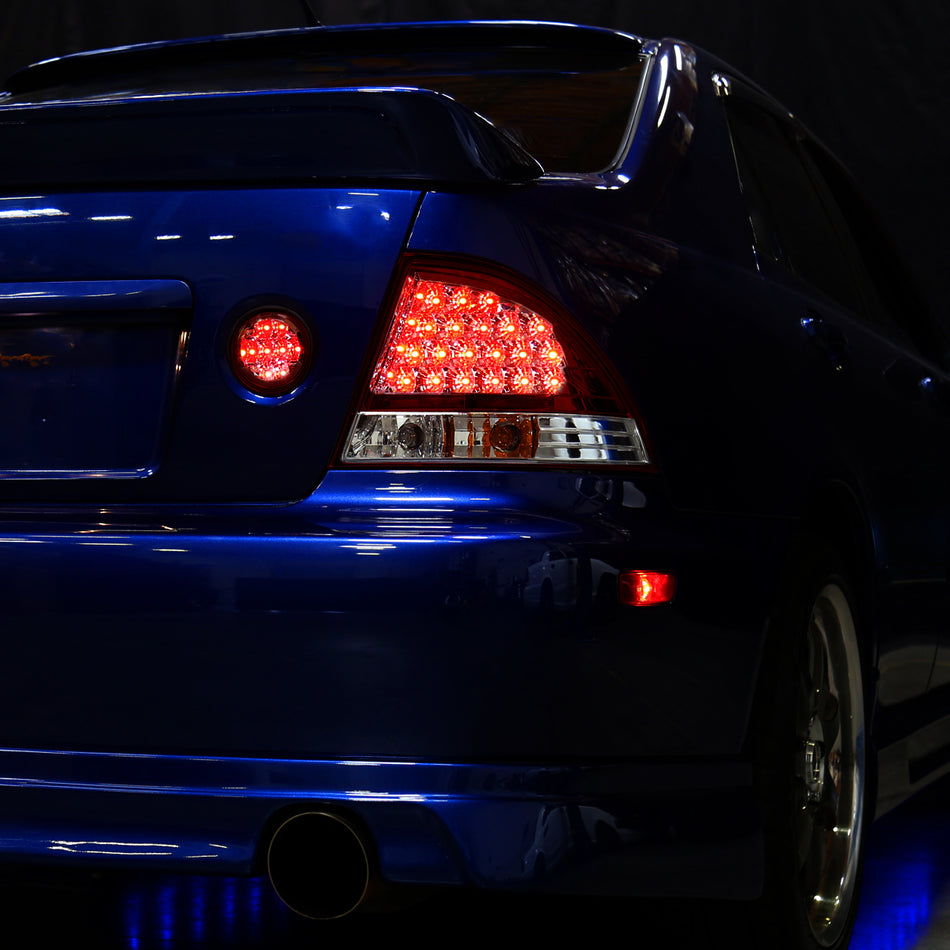2001-2005  Lexus IS300 LED Tail Lights (Chrome Housing/Red Clear Lens)