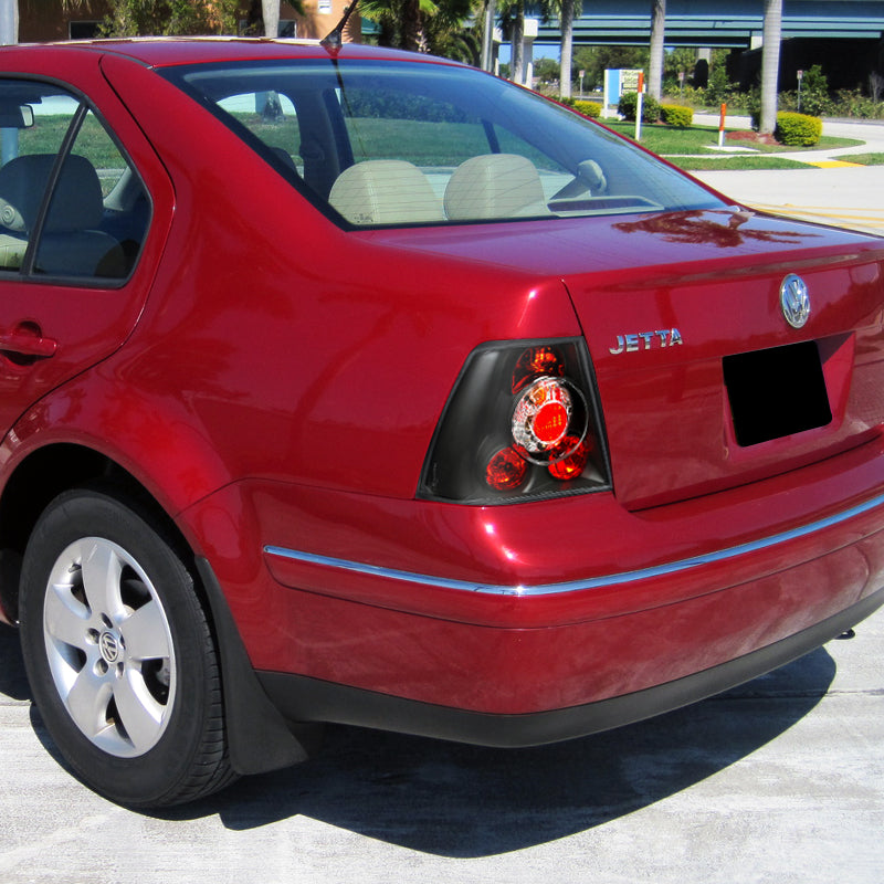 1999-2005 Volkswagen Jetta/Bora Mk4 Sedan Tail Lights (Matte Black Housing/Clear Lens)