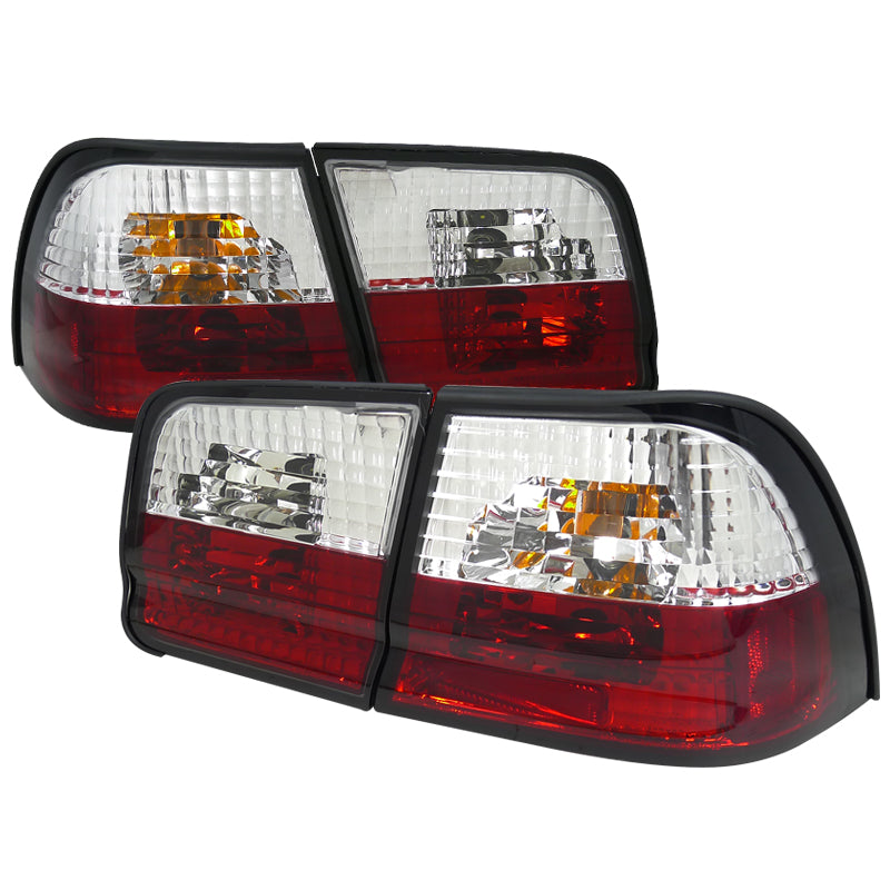1995-1996 Nissan Maxima Tail Lights (Chrome Housing/Red Clear Lens)