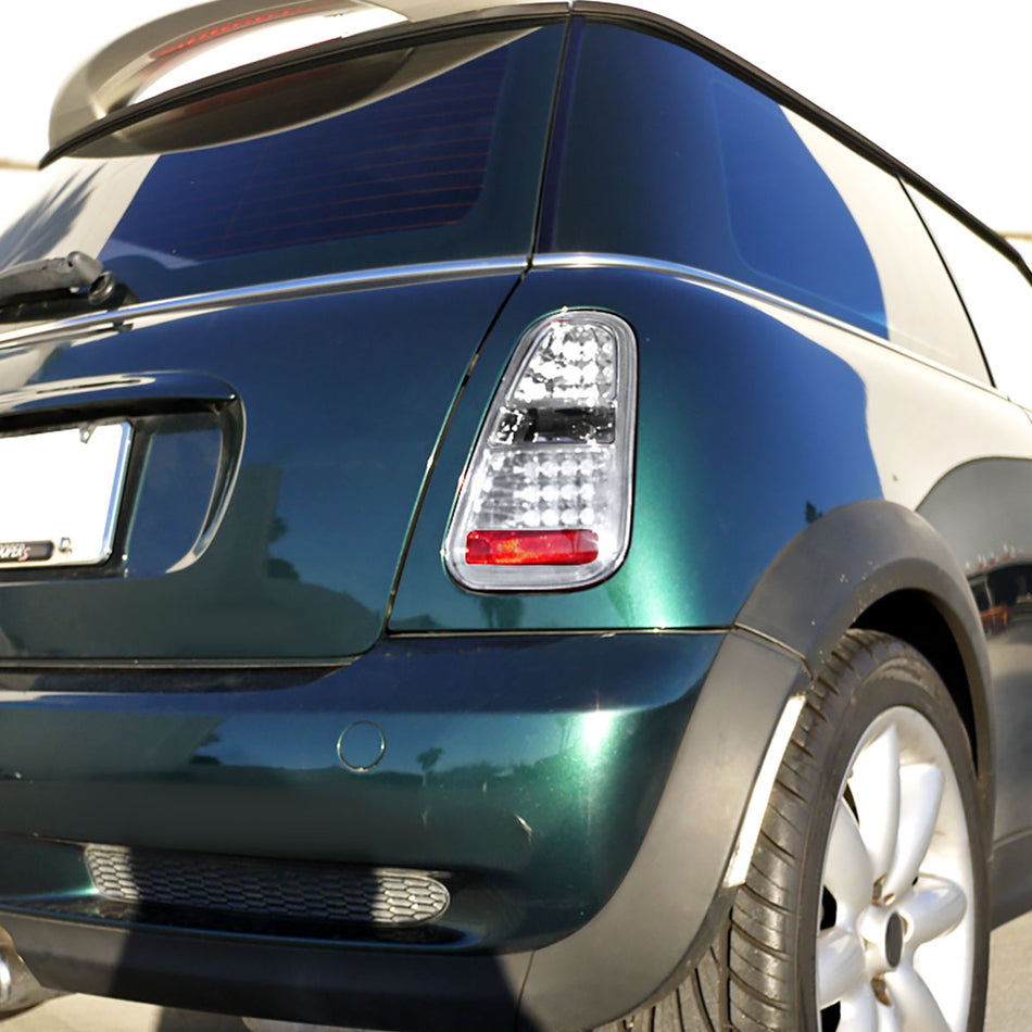 2005-2006 Mini Cooper S LED Tail Lights (Chrome Housing/Clear Lens)