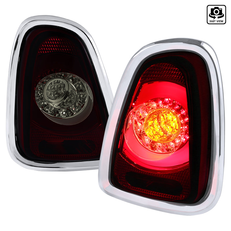 2011-2015 Mini Cooper Base S Hatchback/Convertible LED Tail Lights (Chrome Housing/Red Smoke Lens)