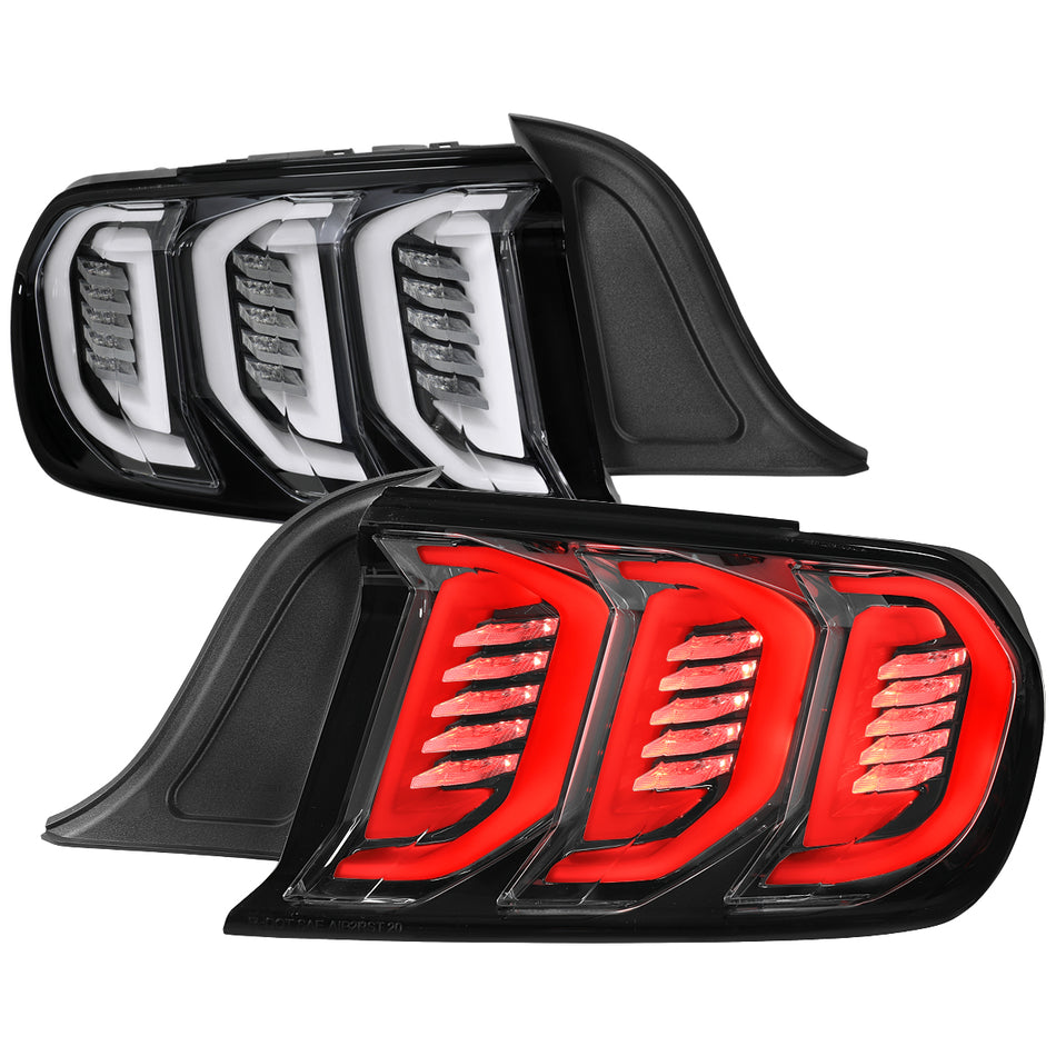 2015-2023 Ford Mustang Sequential Signal LED Tail Lights (Jet Black Housing/Clean Lens)