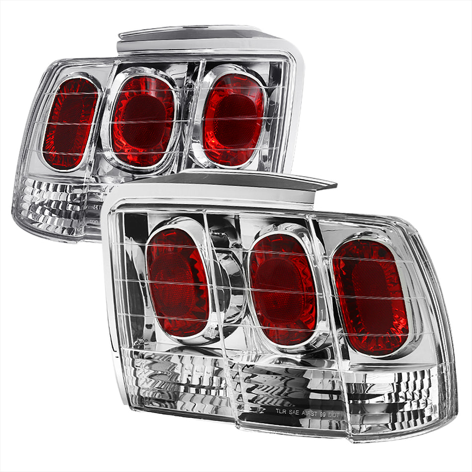 1999-2004 Ford Mustang Tail Lights (Chrome Housing/Clear Lens)