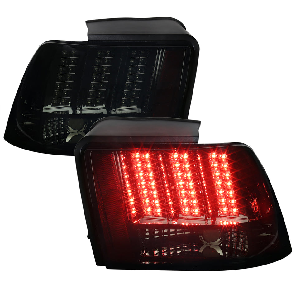 1999-2004 Ford Mustang Sequential LED Tail Lights - RS (Chrome Housing/Smoked Lens)