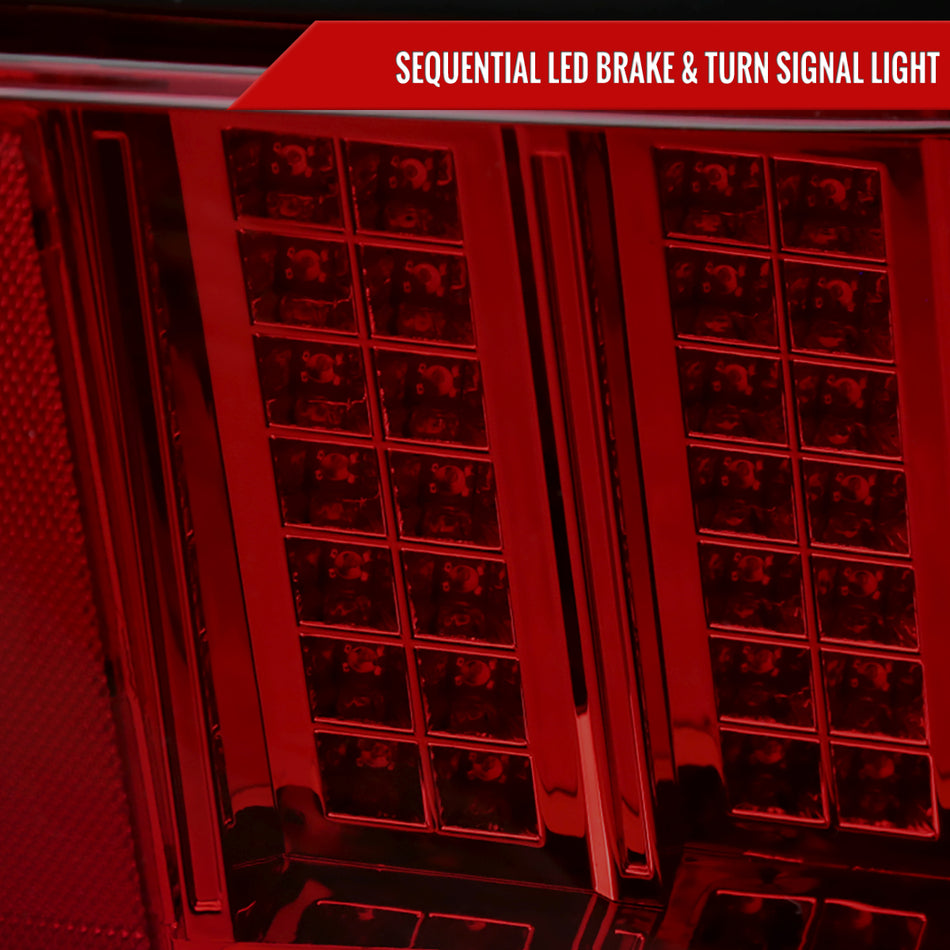 1999-2004 Ford Mustang Sequential LED Tail Lights - RS (Chrome Housing/Red Smoked Lens)