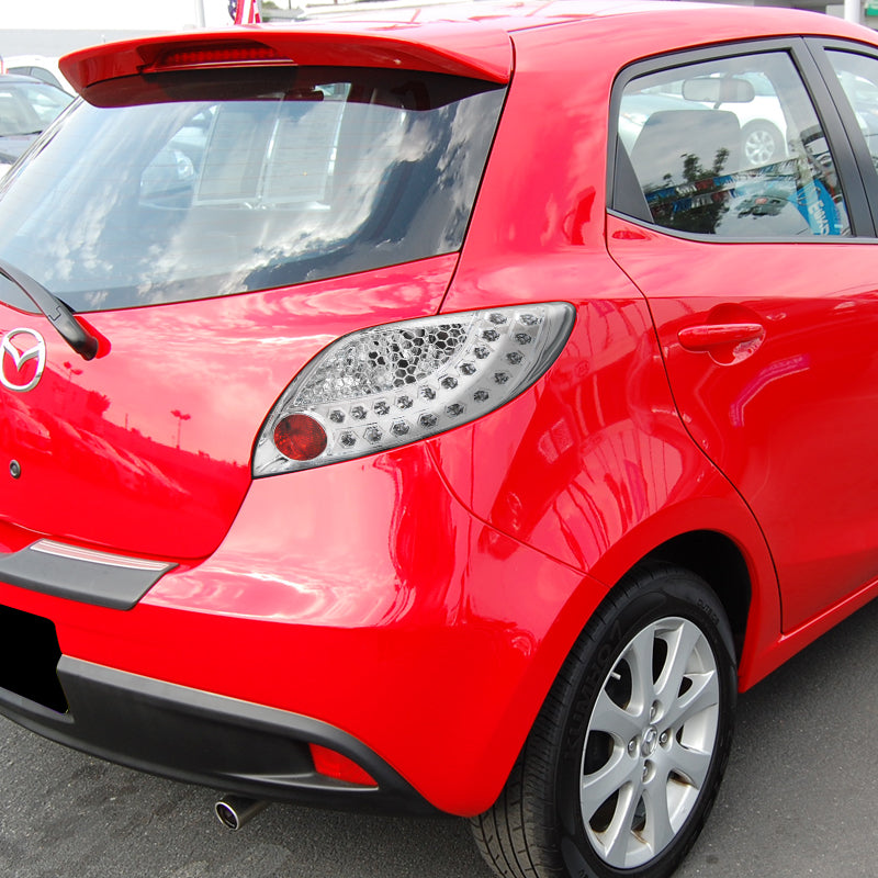 2011-2012 Mazda 2 LED Tail Lights (Chrome Housing/Clear Lens)